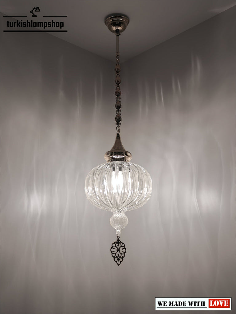 Turkish Pyrex Glass Hanging Lamp 