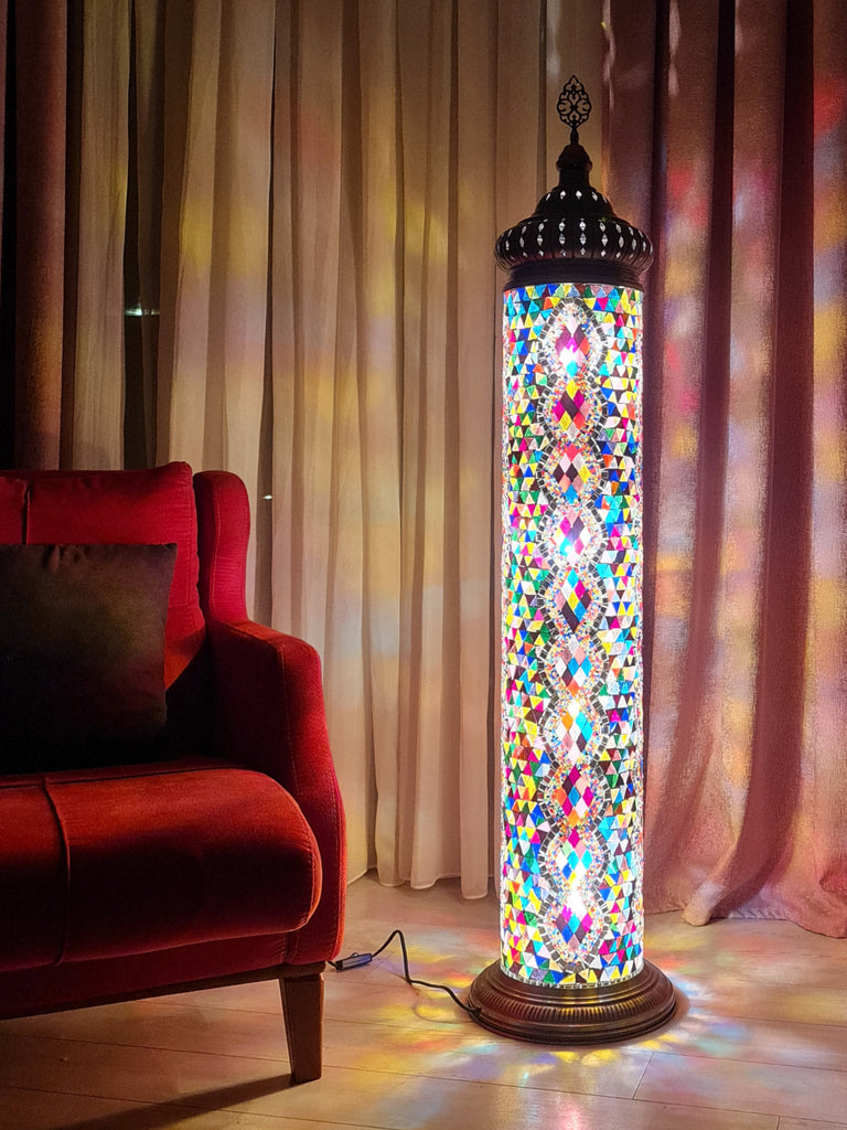 Turkish Mosaic Floor Lamp Long Cylinder Standing Lights