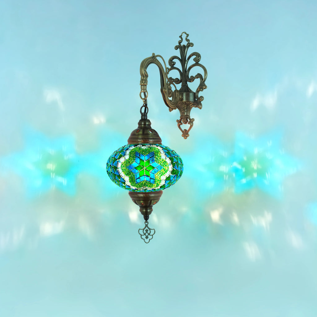 Green Turkish mosaic wall sconce  lamp
