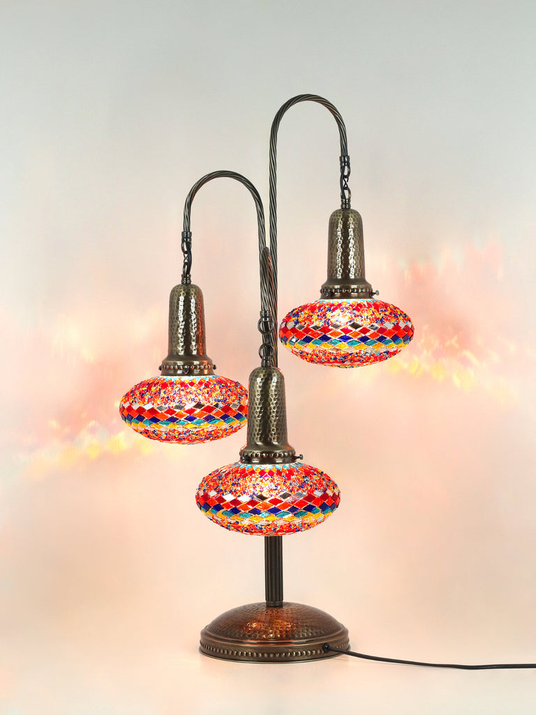 Turkish Mosaic Table Lamp 3-Globe 