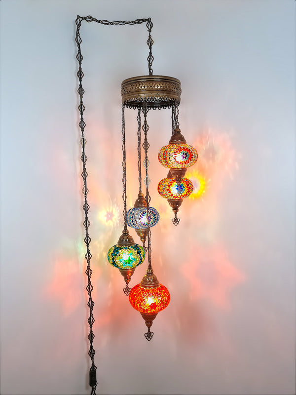 Mosaic Chandelier 5 Globe  Extra Chain Plug Cable
