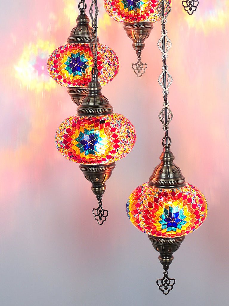 Turkish Mosaic Chandelier 3 Globe Celing Lights
