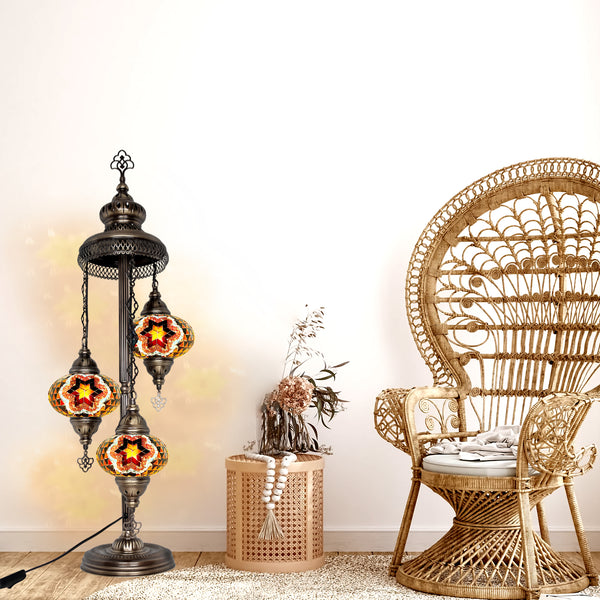 Brown color satandig lamp 3 globe