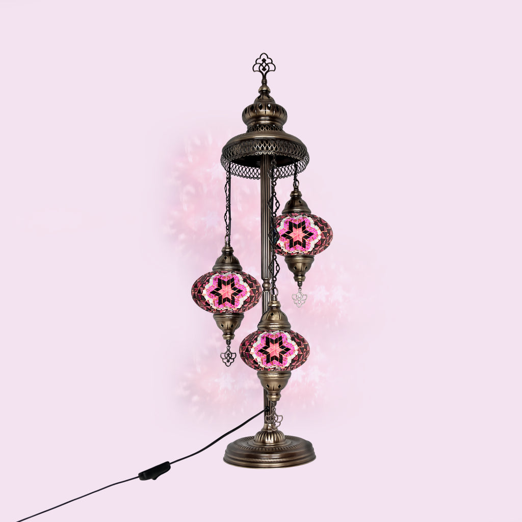 turkish Floor lamp 3 globe purple color