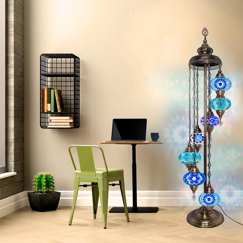 Floor Lamp Turkish Moroccan Mosaic  5-Globes Unique Lighting