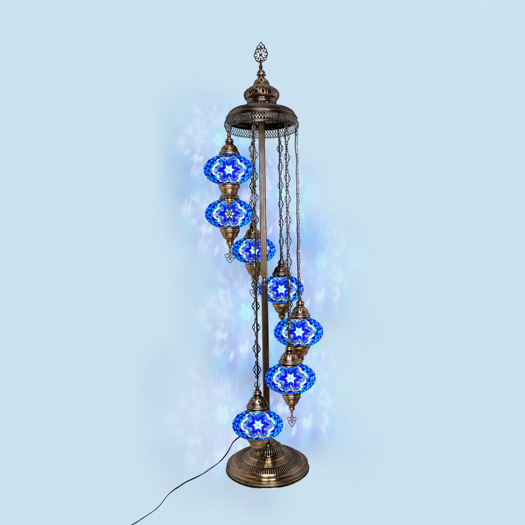 Art deco lamp stand 7 globe blu flower