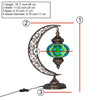 Turkish table lamp moon mosaic glass size