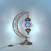 turkish standing light crescent stained glass white blue color
