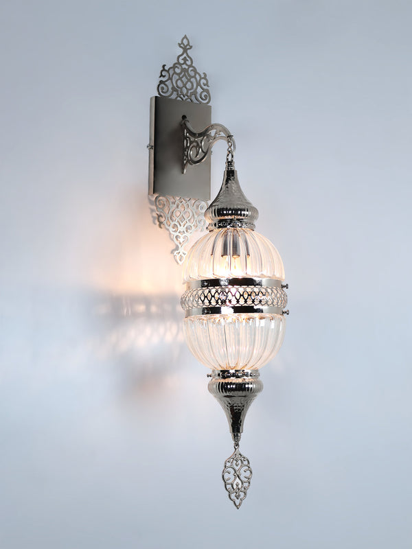 Turkish Wall Lamp Pyrex Glass Silver Color