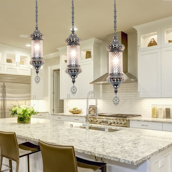 blown glass turkish pendant lamp kitchen island light silver color