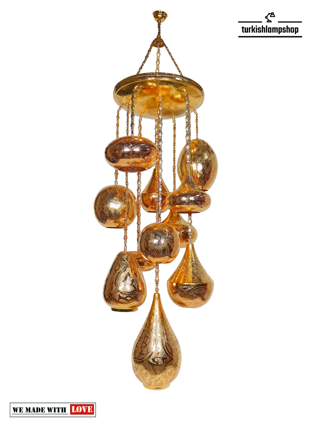 Moroccan Chandelier Large 11 Globe Shadov Effect