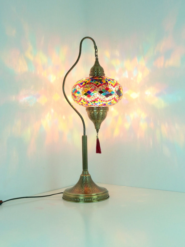 Turkish Mosaic Swanneck Bedside lamp Big Globe