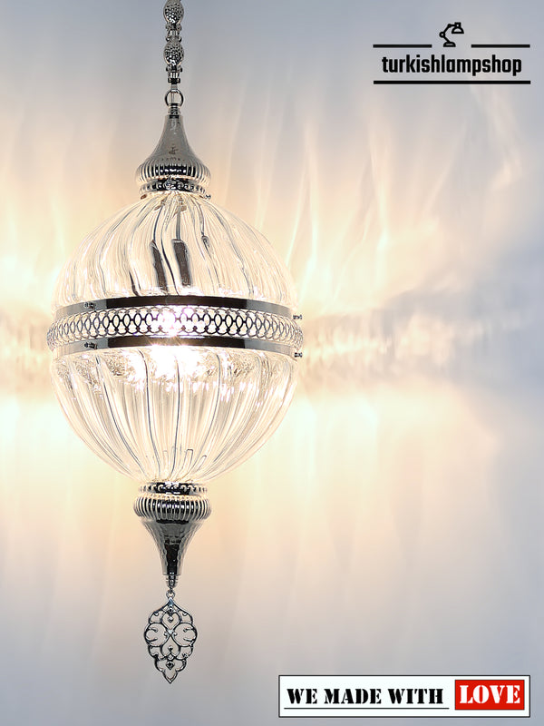 Turkish Lantern Pyrex Glass Pendant Lamp Clear Glass