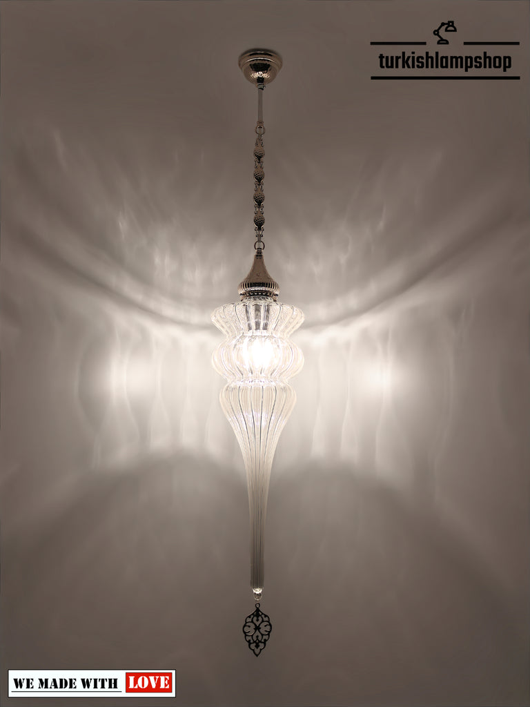 Turkish Pyrex Glass Lantern Pendant Lamp 