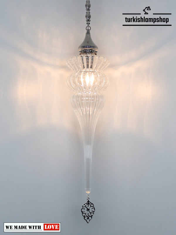 Turkish Pyrex Glass Lantern Pendant Lamp Transparent Color