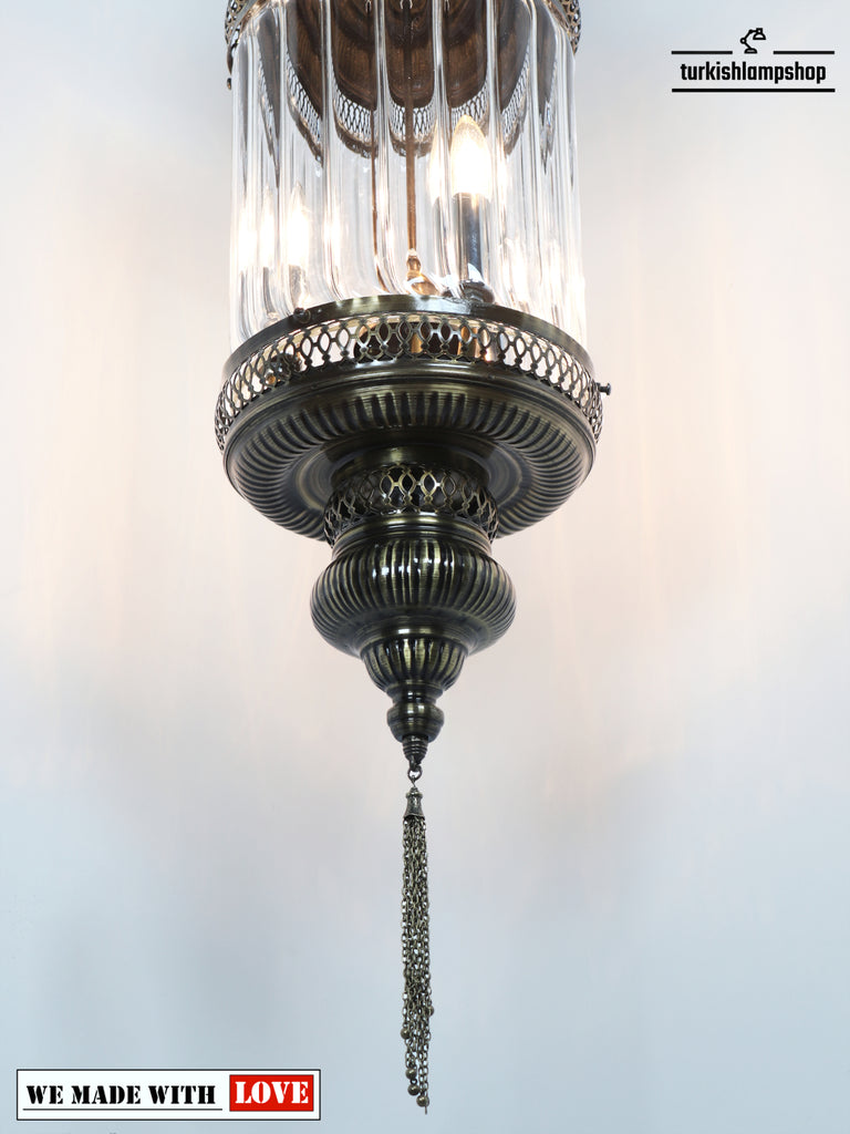 Turkish Lantern Pyrex Glass Clear Pendant Light 